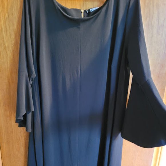 BNWT Additionelle Black Flare Trumpet Sleeve Dress 2x - Picture 3 of 9